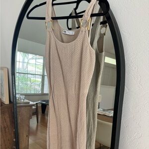 Zara Beige Body-con Tank Top Dress
